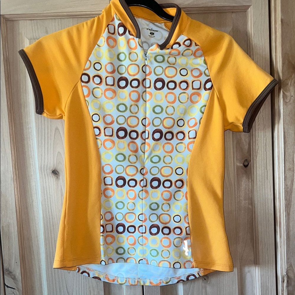 Shebeest Yellow and Brown Cycling Top Size small